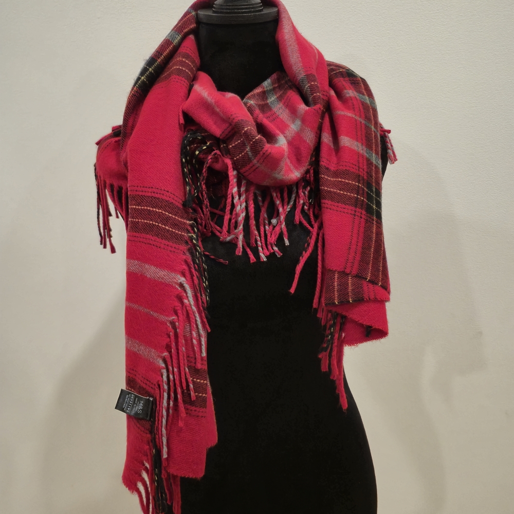 Marks & Spencer Vibrant Red Plaid Scarf